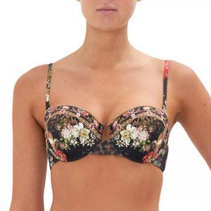 Camilla Floral Bikini Top - Black and Multicolor
